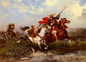 Combats De Cavaliers Arabes by Georges Washington - Oil Painting Reproduction