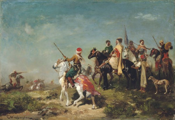 Main Product Photo of Emir Abdelkader Leading His Troops Painting by Georges Washington
