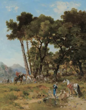 Halte Dans Les Montagnes by Georges Washington Oil Painting