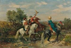 La Chasse Au Faucon by Georges Washington Oil Painting