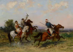 La Chasse au Faucon by Georges Washington - Oil Painting Reproduction