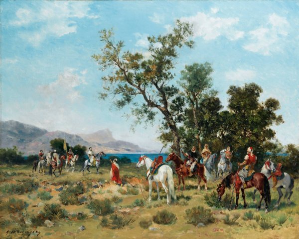 Main Product Photo of La Rencontre des Cavaliers Painting by Georges Washington
