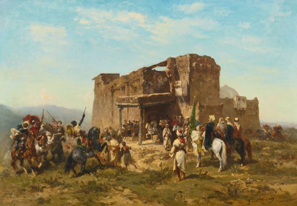 Main Product Photo of La Rencontre des Cavaliers Painting by Georges Washington
