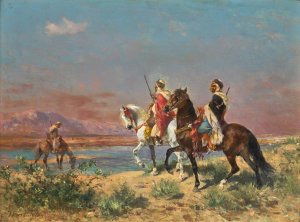 Riders In A Landscape by Georges Washington Oil Painting