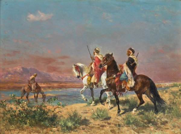 Main Product Photo of Riders In A Landscape Painting by Georges Washington