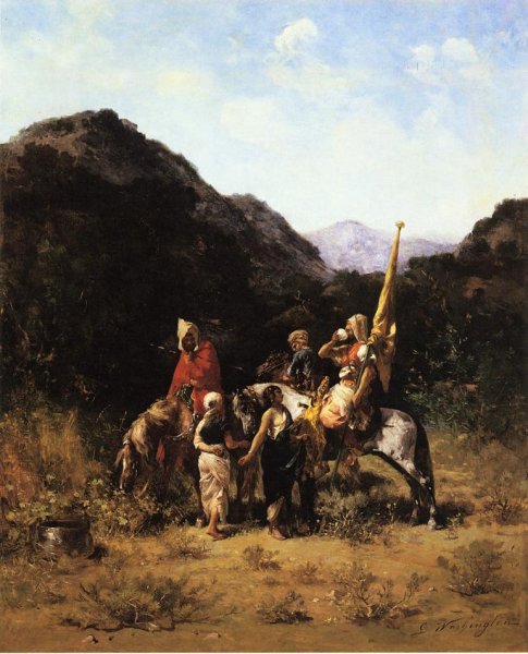 Main Product Photo of Riders in the Mountain Painting by Georges Washington