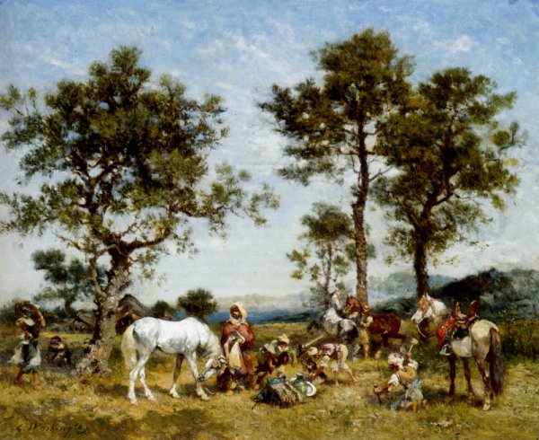 Main Product Photo of Setting Up Camp Painting by Georges Washington