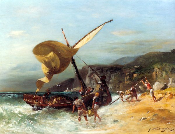 Main Product Photo of The Fishermen's Departure Painting by Georges Washington
