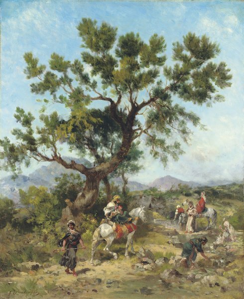 Main Product Photo of Warriors At Rest Painting by Georges Washington