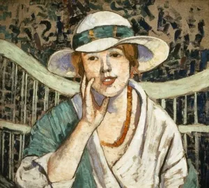 The White and Green Hat by Georgette Agutte Oil Painting