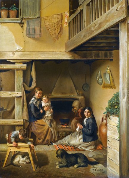The Happy Family  by Georgios Corizi - Hand-Painted Oil Painting Reproduction