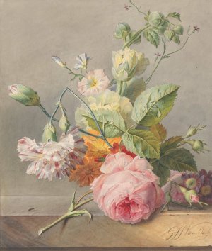 Floral Still Life by Georgius Jacobus Johannes Van Os Oil Painting