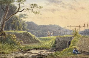 Landschap met brug by Georgius Jacobus Johannes Van Os Oil Painting