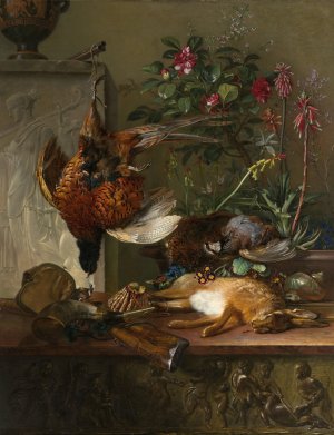 Still Life with Game and a Greek Stele; Allegory of Autumn by Georgius Jacobus Johannes Van Os Oil Painting