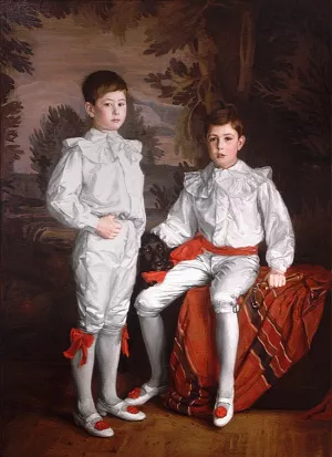 Portrait of Molson Brothers Harold and Eric, sons of J. Elsdale by Gerald F. Metcalfe - Oil Painting Reproduction