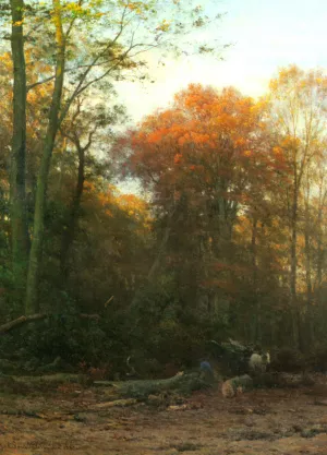 A Woodcutter at Work by Geraldine Jacoba Van De Sande Bakhuyzen - Oil Painting Reproduction