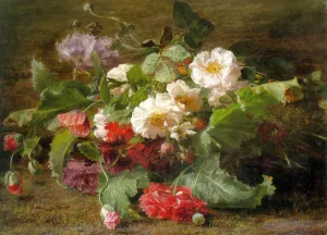 Poppies and Wild Roses by Geraldine Jacoba Van De Sande Bakhuyzen Oil Painting