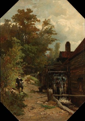 Jacob van Ruisdael Sketching a Watermill by Gerard Bilders Oil Painting