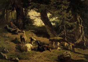 Swiss Landscape by Gerard Bilders Oil Painting