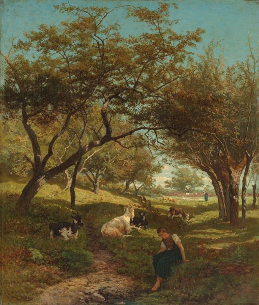 The Goatherdess  by Gerard Bilders - Hand-Painted Oil Painting Reproduction