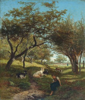 The Goatherdess by Gerard Bilders Oil Painting