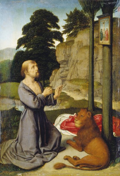 Main Product Photo of Saint Jerome in the Wilderness  Painting by Gerard David
