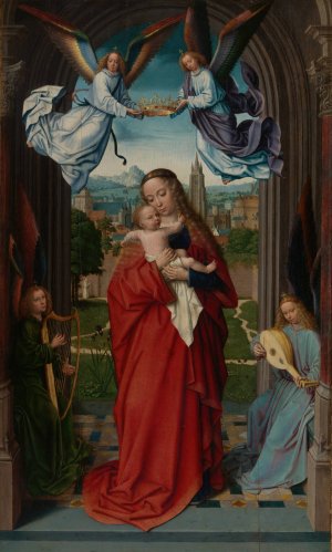 Virgin and Child with Four Angels by Gerard David Oil Painting