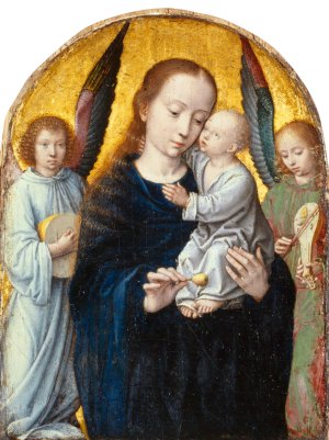 Virgin with Child between Angels playing Music by Gerard David Oil Painting