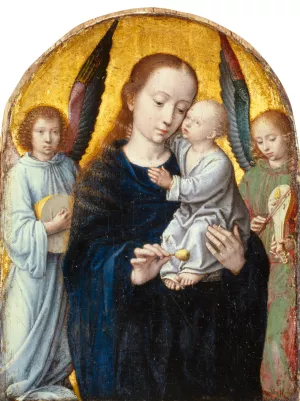 Virgin with Child between Angels playing Music by Gerard David Oil Painting