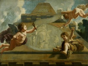 De Heilige Anthonius de Heremiet ; Allegorische voorstelling van de verzorging van leprozen en onnozelen by Gerard De Lairesse Oil Painting