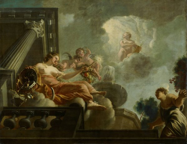Religio begunstigt Abondantia ; Allegorische voorstelling van de verzorging van leprozen en onnozelen  by Gerard De Lairesse - Hand-Painted Oil Painting Reproduction