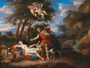 Venus and Adonis by Gerard Hoet Oil Painting