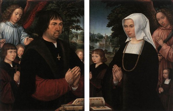 Portraits of Lieven van Pottelsberghe and His Wife by Gerard Horenbout - Hand-Painted Oil Painting Reproduction