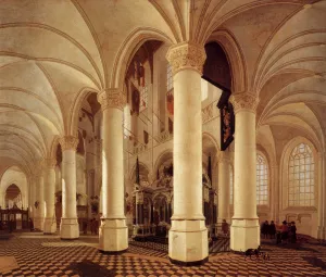 Ambulatory of the New Church in Delft with the Tomb of William the Silent by Gerard Houckgeest Oil Painting