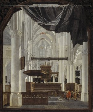 Interior Of Sint Gertrudiskerk In Bergen Op Zoom by Gerard Houckgeest Oil Painting