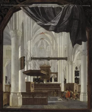 Interior Of Sint Gertrudiskerk In Bergen Op Zoom by Gerard Houckgeest Oil Painting