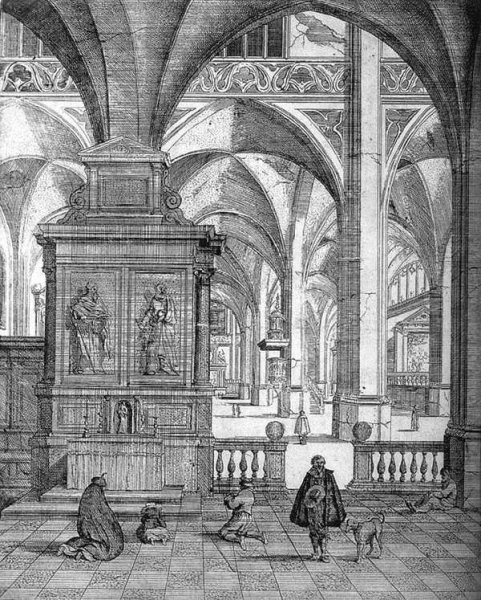 The Imaginary Gothic Church by Gerard Houckgeest - Hand-Painted Oil Painting Reproduction