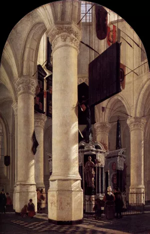 The Nieuwe Kerk in Delft with the Tomb of William the Silent Oil painting by Gerard Houckgeest