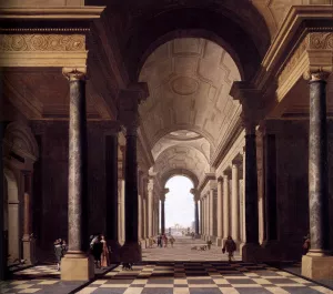 View through an Arcade Oil painting by Gerard Houckgeest