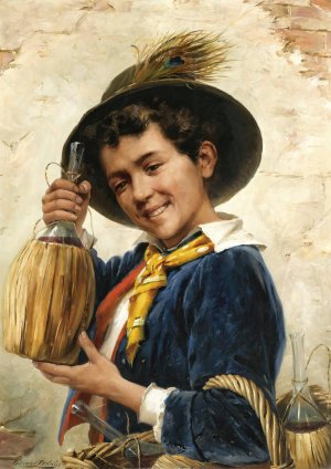 The young chianti seller by Gerard Portielje Oil Painting