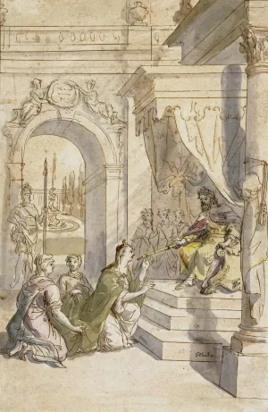 Esther voor Ahasveros by Gerard Sanders Oil Painting