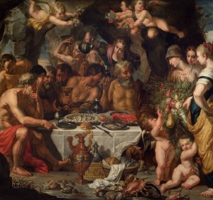 Feast of the Gods in a Cave near the Sea Shore by Gerard Seghers Oil Painting