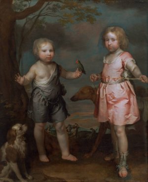 Lord John Hay and Charles, Master of Yester by Gerard Soest Oil Painting