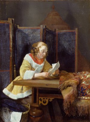 A Lady reading a Letter Netherlands by Gerard Ter Borch Oil Painting