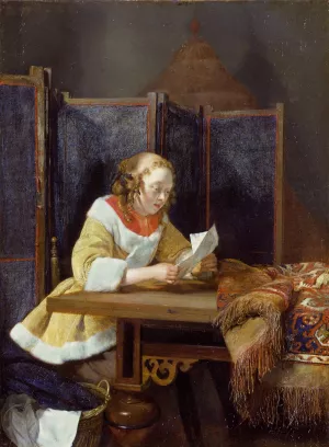 A Lady reading a Letter Netherlands by Gerard Ter Borch Oil Painting