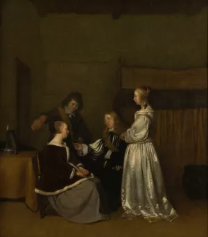 Conversation galante by Gerard Ter Borch Oil Painting