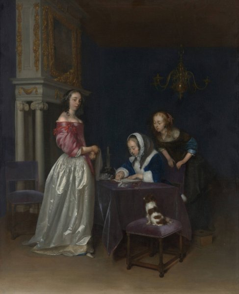 Curiosity  by Gerard Ter Borch - Hand-Painted Oil Painting Reproduction