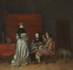 Gallant Conversation, Known as 'The Paternal Admonition' by Gerard Ter Borch Oil Painting