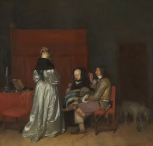 Gallant Conversation, Known as 'The Paternal Admonition' by Gerard Ter Borch Oil Painting