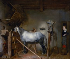 Horse Stable by Gerard Ter Borch Oil Painting